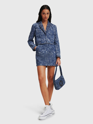Denim mini skirt with artistic print - 5