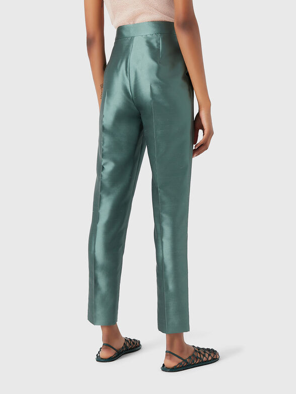 Green silk blend trousers  - 1
