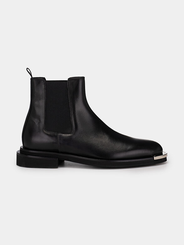 Leather black ankle boots with metal detail - 1