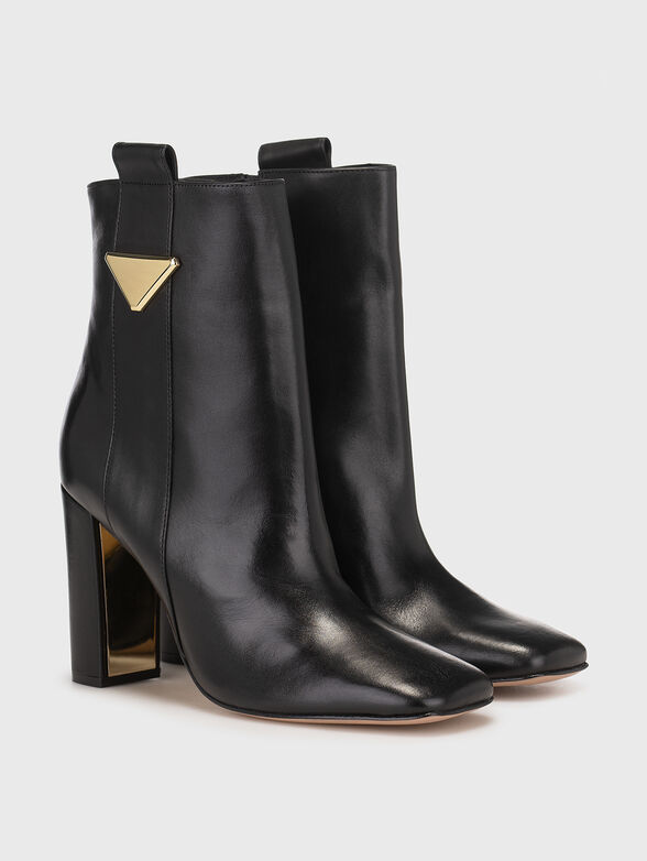 Leather ankle boots with golden detail  - 2