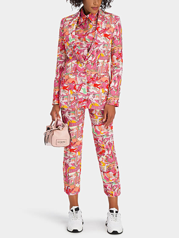 Blazer with art print in pink shades - 2