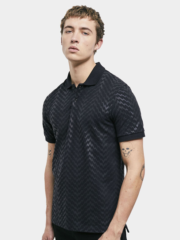 Polo-shirt with monogram print in black color - 1