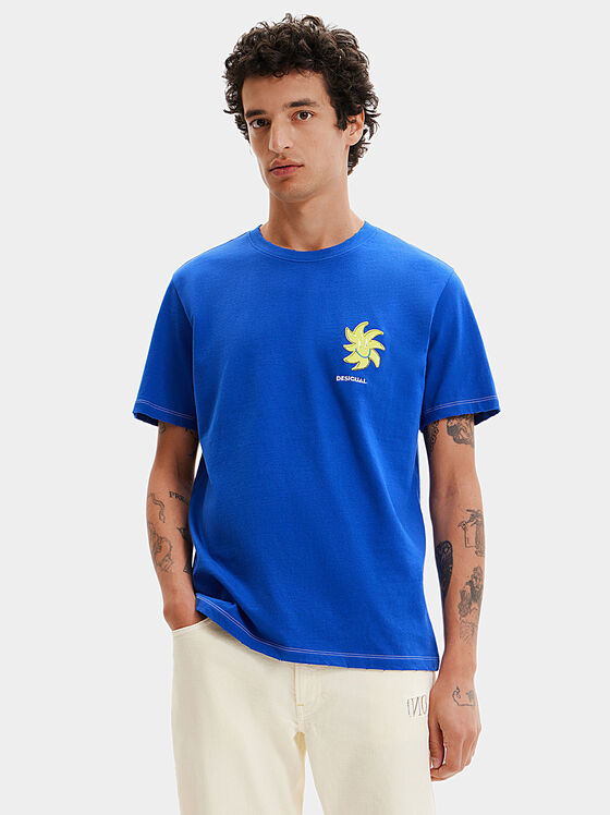 JULIEN blue T-shirt with accent back - 1
