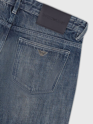 Blue jeans with washed effect and logo - 2
