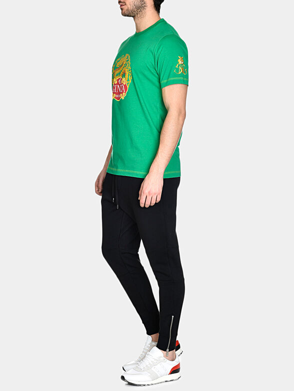 TS021 T-shirt with art prints in green color - 2