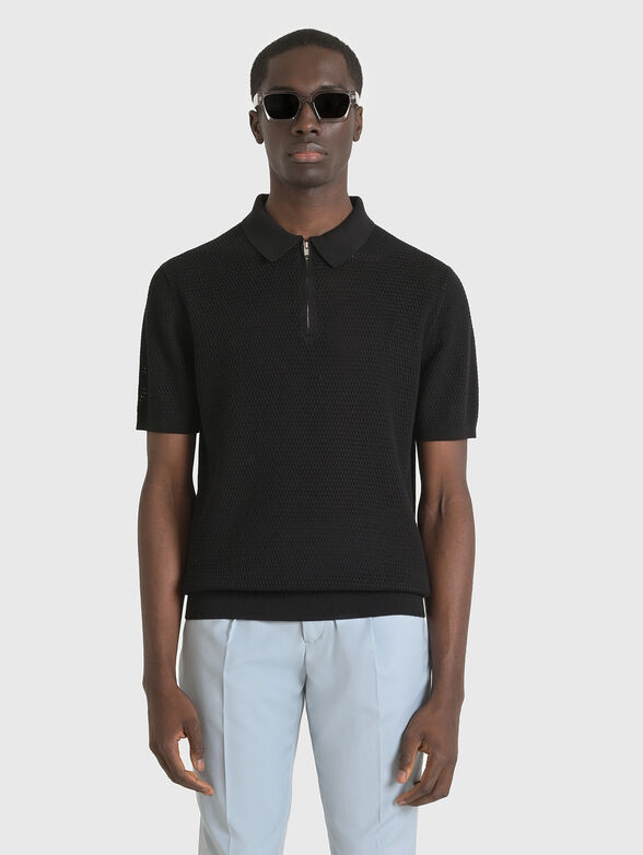 Cotton polo shirt with zip - 1