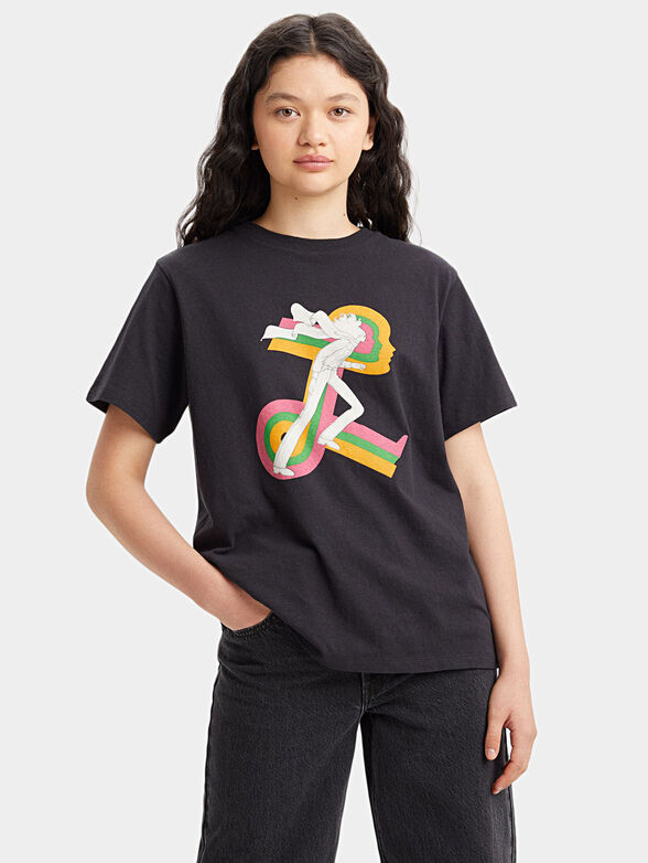 GRAPHIC JET black T-shirt with multicolor print - 1