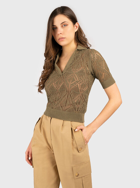 Cotton blouse with sheer effect - 1