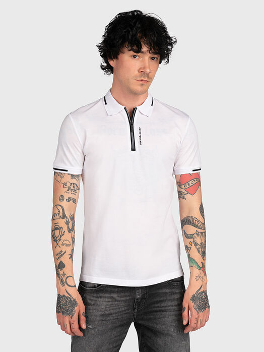 Black cotton polo-shirt with contrasting logo