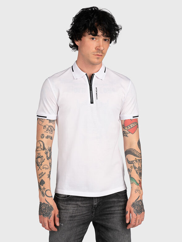 Black cotton polo-shirt with contrasting logo - 1