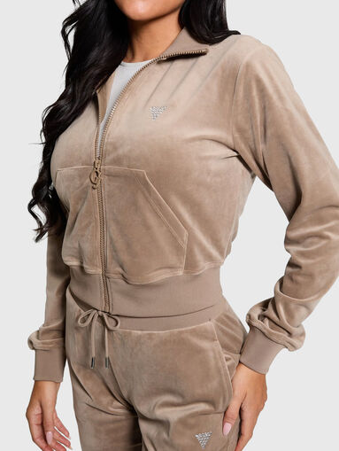 Velvet sweatshirt with logo detail - 4