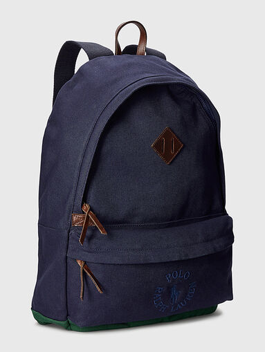Dark blue backpack with leather details - 5