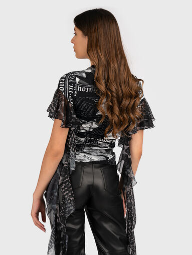 T-shirt with print and accent sleeves - 2