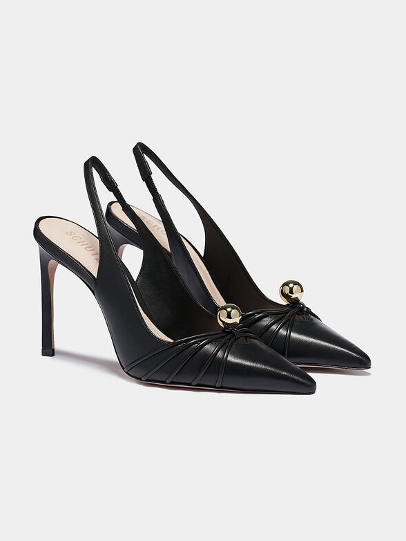 Genuine black shoes with golden element - 2