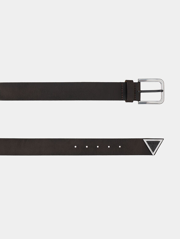 Black leather belt with metal logo detail - 2