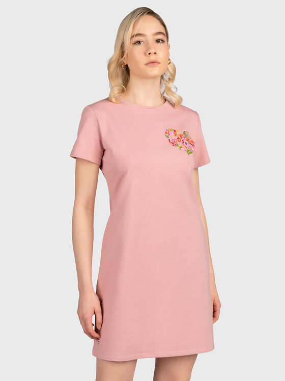 Φόρεμα DL015 σε ροζ χρώμα με εκτύπωση - 1