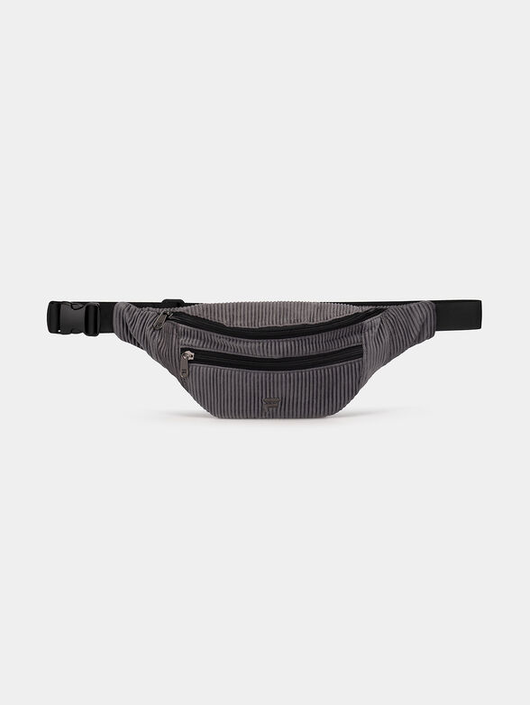 CUIABA grey waist bag in velvet jeans fabric - 1