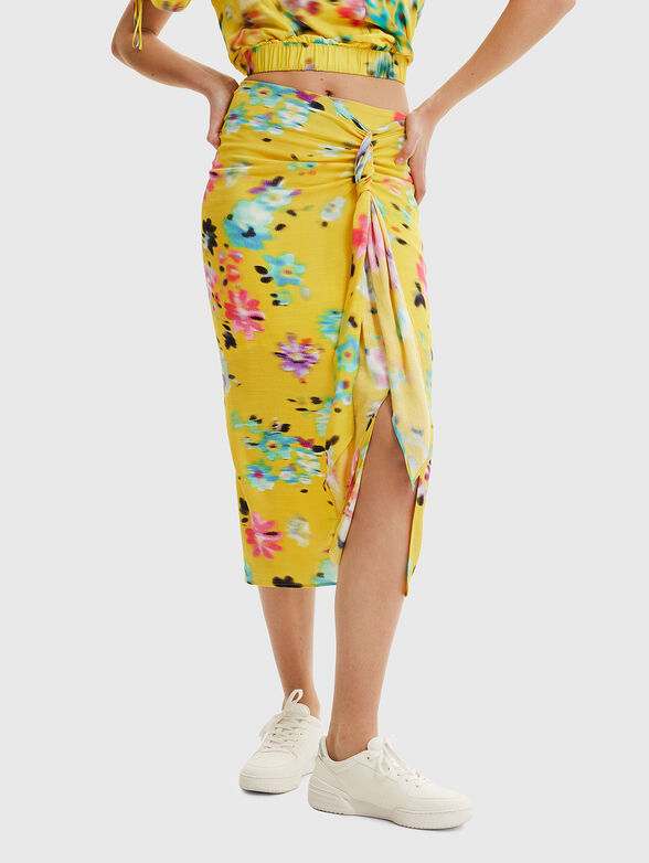 Midi skirt with floral print - 0