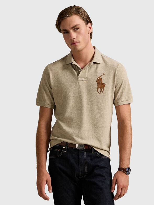 Beige polo shirt with maxi logo - 0