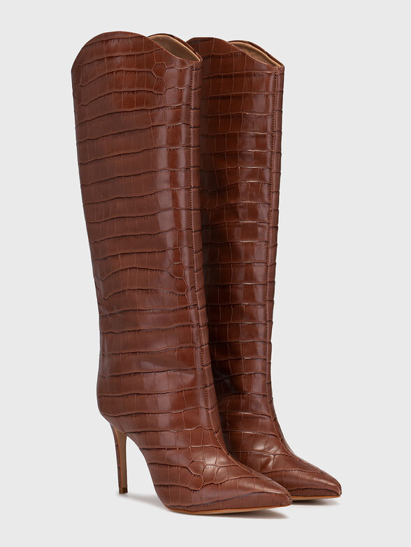 MARYANA brown croc-effect boots - 2