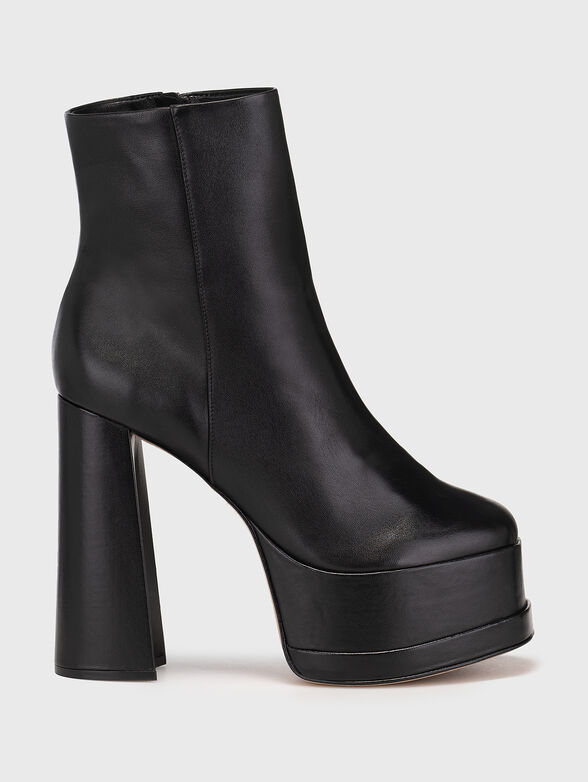 Black leather heeled ankle boots - 0
