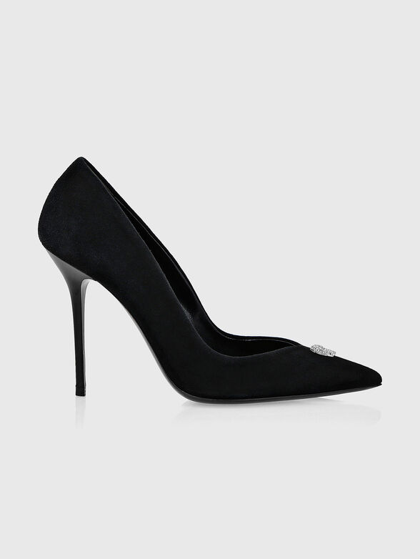 Suede heeled shoes with accent detail - 0