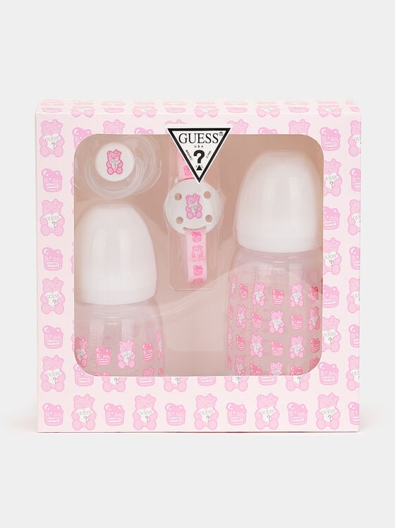 Newborn accessory set with pink print - 1