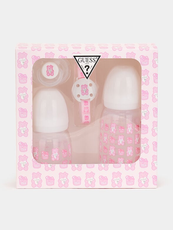 Newborn accessory set with pink print - 1
