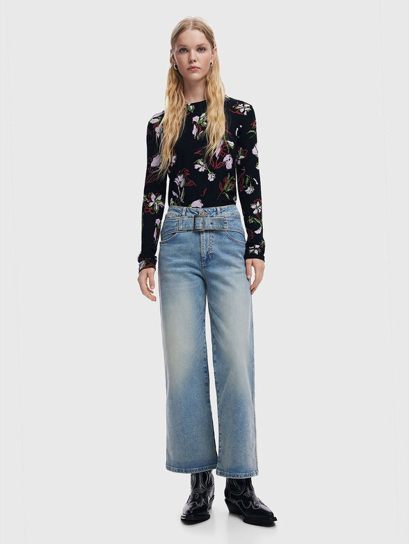 Black blouse with floral print - 1