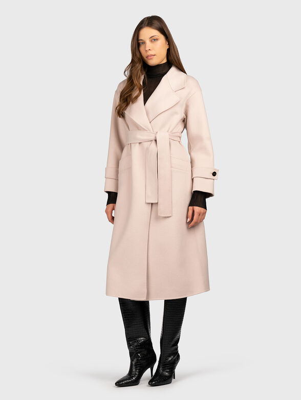 Belted wool blend coat - 1
