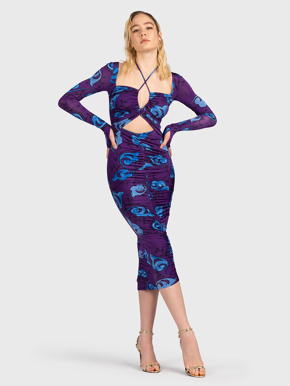 Purple dress with contrasting print - 0