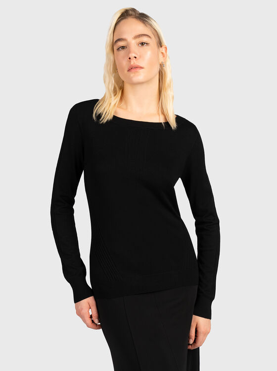Black boat neck sweater - 1