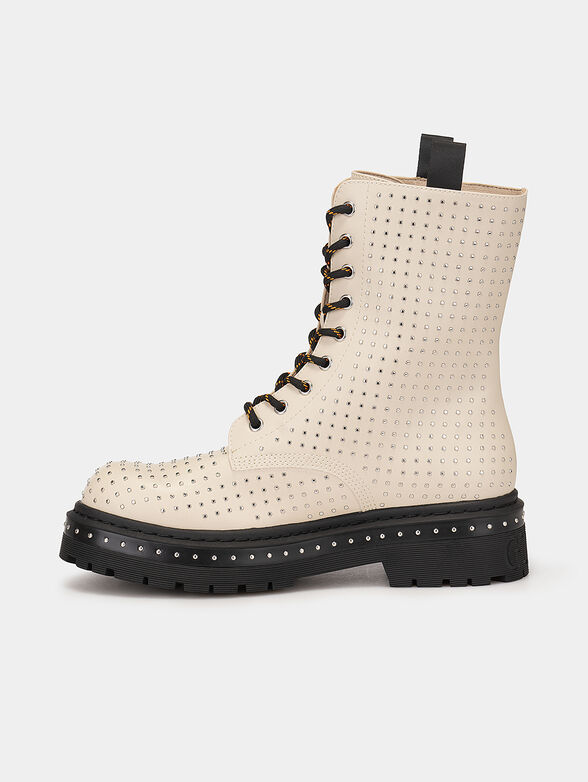 Studded ankle boots with laces  - 4